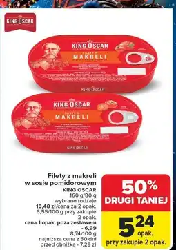 Carrefour Filety z makreli w sosie pomidorowym King Oscar oferta