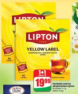 Dino Herbata czarna ekspresowa Lipton Yellow Label 1+1 GRATIS oferta