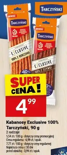 Twój Market Kabanosy Exclusive 100% Tarczyński, 90 g oferta