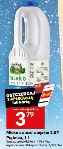 Twój Market Mleko świeże wiejskie 2,0% Piątnica, 1 l oferta