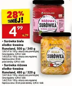 Twój Market Surówka różowa słodko-kwaśna Runoland, 480 g / 320 g oferta