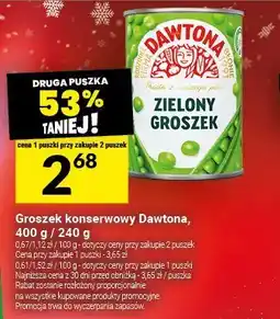 Twój Market Groszek konserwowy Dawtona, 400 g / 240 g oferta