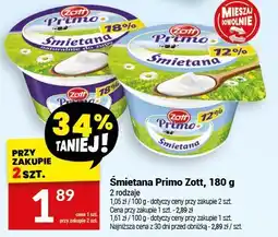 Twój Market Śmietana Primo Zott, 180 g oferta