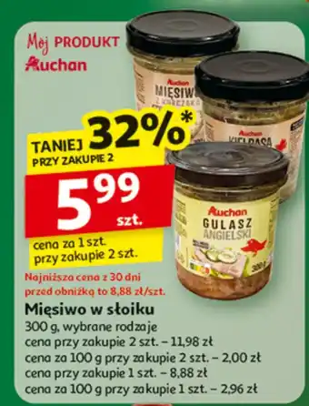 Auchan Mięsiwo w słoiku 300g wybrane rodzaje Auchan oferta