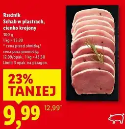 Lidl Rzeźnik Schab w plastrach, cienko krojony oferta