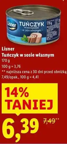 Lidl Lisner Tuńczyk w sosie własnym oferta