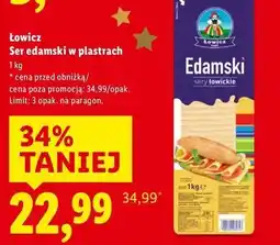 Lidl Łowicz Ser Edamski w plastrach oferta