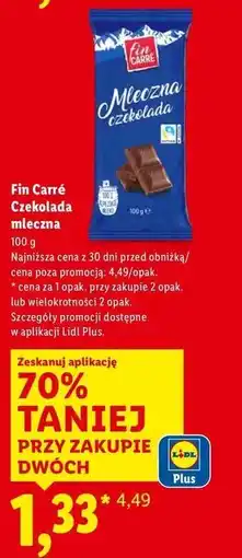 Lidl Fin Carre czekolada mleczna oferta