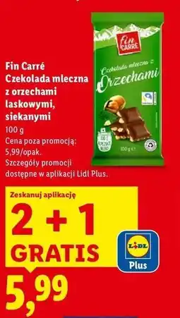 Lidl Fin Carre Czekolada mleczna z orzechami laskowymi, siekanymi oferta