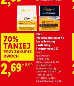 Lidl Cień Przeciwzmarszczkowy krem do twarzy z witaminą C i koenzymem Q10 oferta