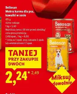 Lidl Bellosan Mokra karma dla psa, kawałki w sosie oferta