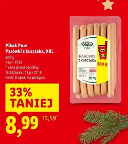 Lidl Parówki z kurczaka XXL Pikok Pure oferta