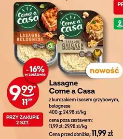 Żabka Lasagne Come a Casa z kurczakiem i sosem grzybowym, bolognese oferta