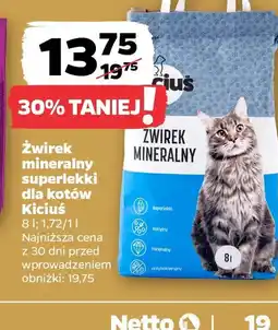 Netto Zwirek mineralny superlekki dla kotów Kiciuś oferta