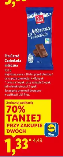 Lidl Czekolada mleczna Fin Carré oferta