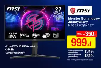 Monitor Gamingowy Zakrzywiony MPG 275CQRXF 27"
