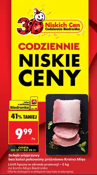 Schab wieprzowy bez kości pakowany próżniowo Kraina Mięs