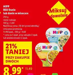 Lidl Danie w miseczce BIO różne rodzaje HiPP oferta