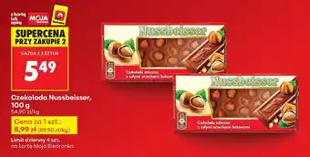 Biedronka Czekolada mleczna z całymi orzechami laskowymi Nussbeisser oferta