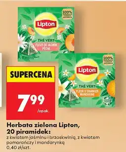 Biedronka Herbata zielona 20 piramidek z kwiatem jaśminu i brzoskwinią Lipton oferta