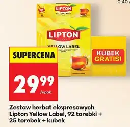 Biedronka Zestaw herbat ekspresowych Lipton Yellow Label, 92 torebki + 25 torebek + kubek oferta