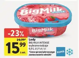 Intermarche Lody truskawkowe intense Algida Big Milk oferta