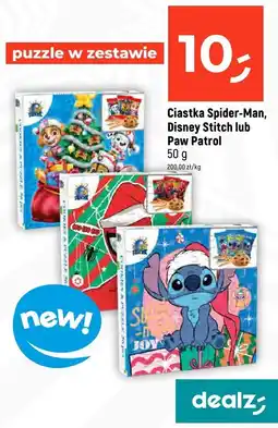 Dealz Ciastka Spider-Man, Disney Stitch lub Paw Patrol puzzle w zestawie 50g Dealz oferta