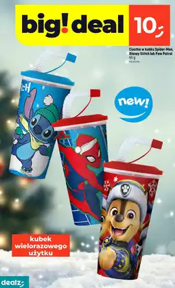 Dealz Ciastka w kubku Spider-Man, Disney Stitch lub Paw Patrol 45g Dealz oferta