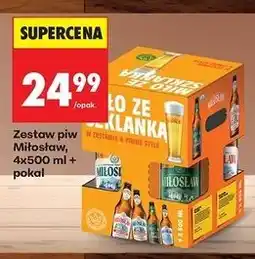 Biedronka Zestaw piw + szklanka Miłosław oferta