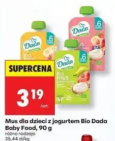 Biedronka Bio mus jogurt + zboża banan jabłko Dada Baby Fresh oferta