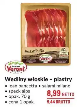 Makro Wędliny włoskie plastry speck slips Veroni oferta