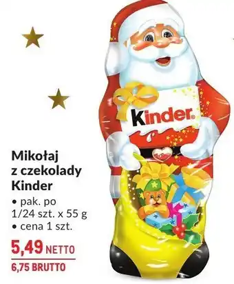 Czekoladowa figurka Mikołaj z czekolady Kinder