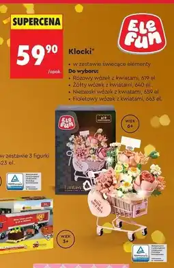 Biedronka Klocki fioletowy wózek z kwiatami 663 el. Elefun oferta