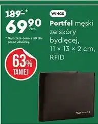 Biedronka Portfel męski ze skóry bydlęcej rfid Wings oferta