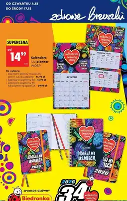 Biedronka Planer na spirali wośp a5 oferta