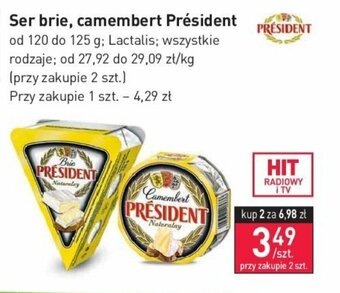 Stokrotka Ser Brie, Camembert President 120-125g oferta