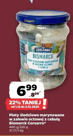 Netto Płaty śledziowe marynowane w zalewie octowej z cebulą Bismarck Corsarro oferta