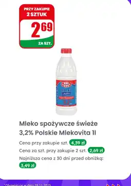 Dino Mleko spożywcze świeże 3,2% Mlekovita 1l oferta