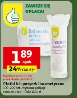 Auchan Płatki lub patyczki kosmetyczne oferta