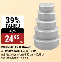 bi1 Pojemniki emaliowane z pokrywkami, gł. 10-18 cm oferta