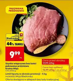 Biedronka Szynka wieprzowa bez kości pakowana próżniowo Kraina Mięs oferta