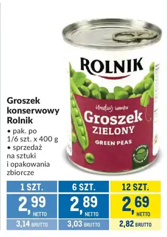 Makro Groszek konserwowy Rolnik oferta