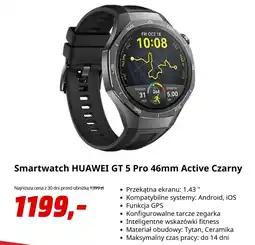 Media Markt Smartwatch HUAWEI GT 5 Pro 46mm Active Czarny oferta