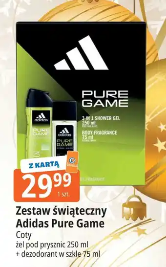 Zestaw w pudełku pure game żel pod prysznic 250 ml + dezodorant szkle 75 Adidas Zestawy