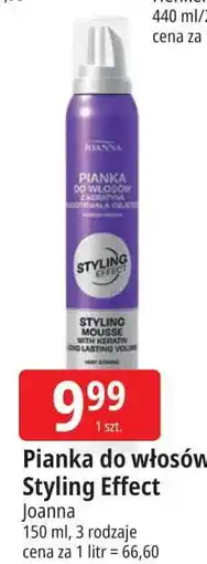 E.Leclerc Pianka do włosów długotrwała objętość Joanna Styling Effect oferta