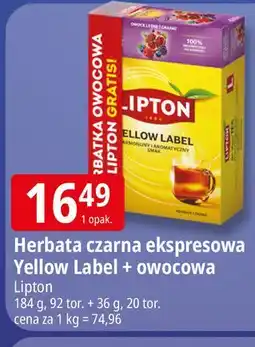 E.Leclerc Herbata + herbata owoce leśne i granat 1 opak 20 szt Lipton Yellow Label Tea oferta