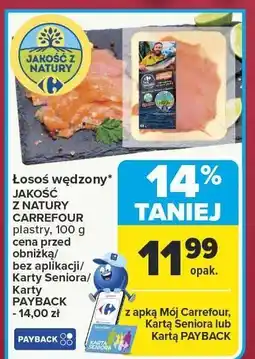 Carrefour Łosoś wędzony JAKOŚĆ Z NATURY CARREFOUR plastry 100 g oferta