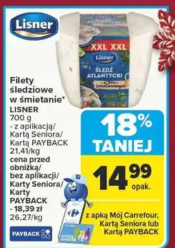 Carrefour Filety śledziowe w śmietanie LISNER 700 g oferta