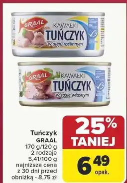 Carrefour Tuńczyk GRAAL kawałki różne rodzaje oferta