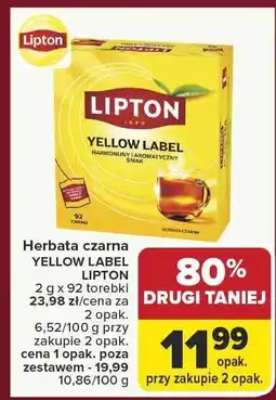 Carrefour Herbata czarna YELLOW LABEL LIPTON oferta